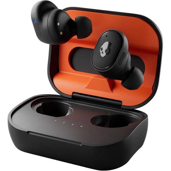 Skullcandy Grind Fuel Wireless Earbuds, Up to 40HR Battery - True Black/Orange - Picture 1 of 4